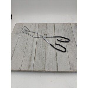 Tongs Salad BBQ Grilling Serving Utensil 10 3/4" Metal Black Nylon Coated Handle